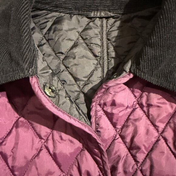 Barbour Women's maroon diamond quilted snap front jacket; Size 12 - Picture 3 of 5